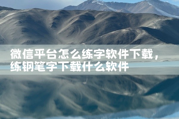 微信平台怎么练字软件下载